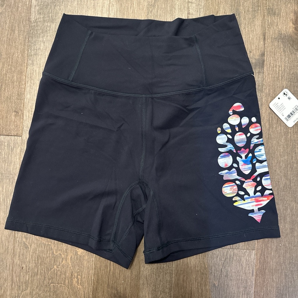 FP Movement Black Shorts with Multicolor Design